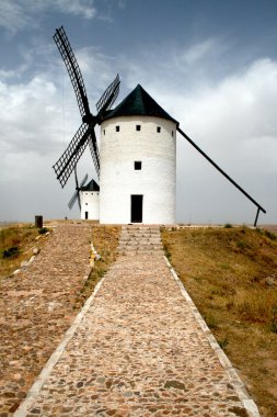 landscape with two old windmills  clipart