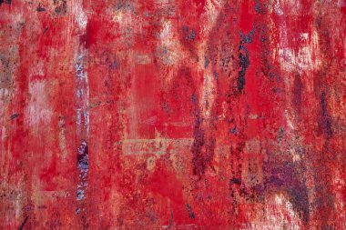Aşınmış eski metal levha, yıpranmış kırmızı kabuk, grunge fırın zemin ya da doku