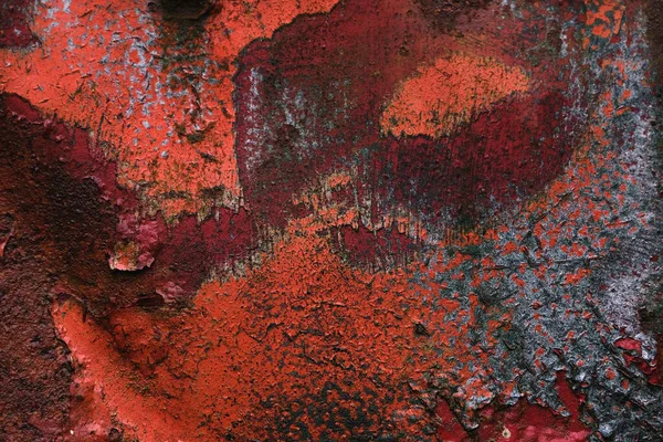 Oude Gecorrodeerde Metalen Plaat Met Versleten Verf Grunge Ondergrond Textuur — Stockfoto
