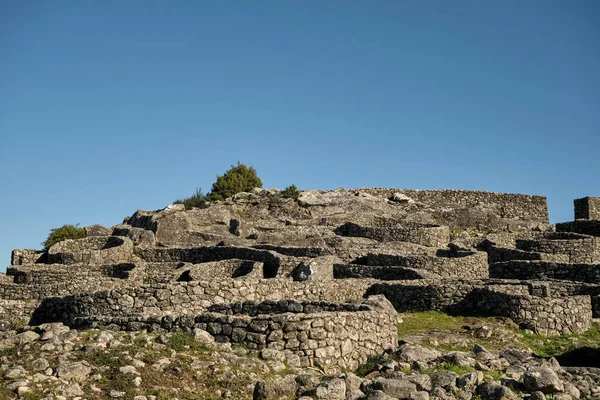 Rovine Antiche Abitazioni Pietra Nel Sito Archeologico Castro Santa Trega — Foto Stock