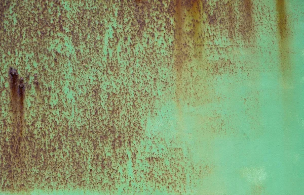 Zielony Pomalowany Zardzewiały Arkusz Żelaza Grunge Tekstury — Zdjęcie stockowe