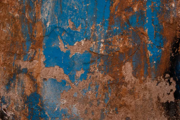 Old Wall Scraps Blue Paint Grunge Texture — Stockfoto