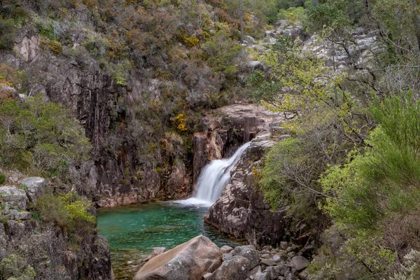 Small Waterfall Mountain River Green Pond Portela Homem Peneda Geres — Stockfoto