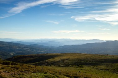 Sierra del Faro de Avion 'daki dağ manzarası, Pontevedra ili, Galiçya, İspanya