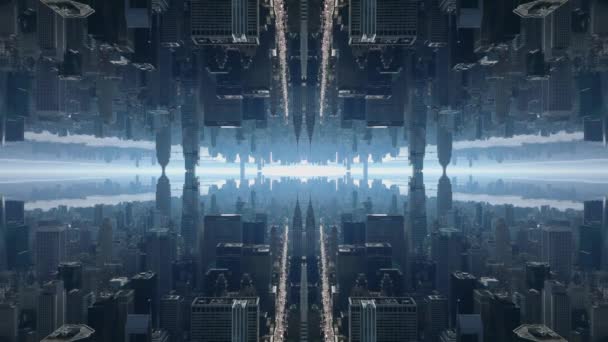 Fantastisk Udsigt Den Moderne Bydel Metropolen Abstrakt Computer Effekt Digital – Stock-video