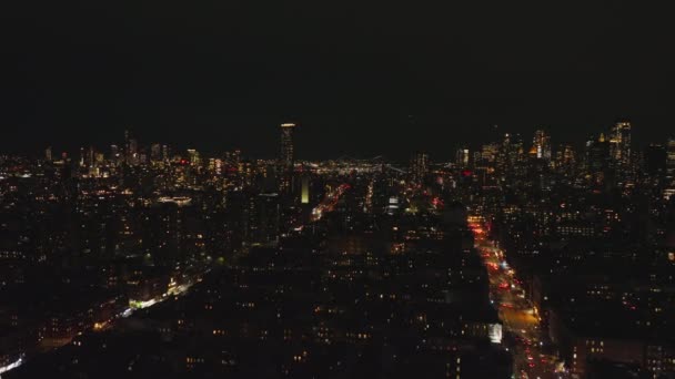 Avant Voler Dessus Métropole Nuit Immeubles Plusieurs Étages Dans Arrondissement — Video