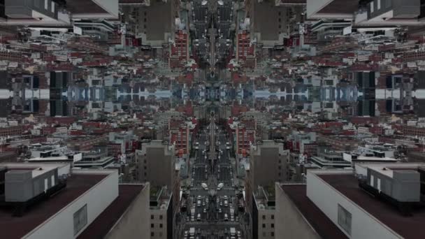 Forwards Fly Buildings Urban Borough Metropolis Symmetrical Footage Abstract Computer — Vídeo de Stock