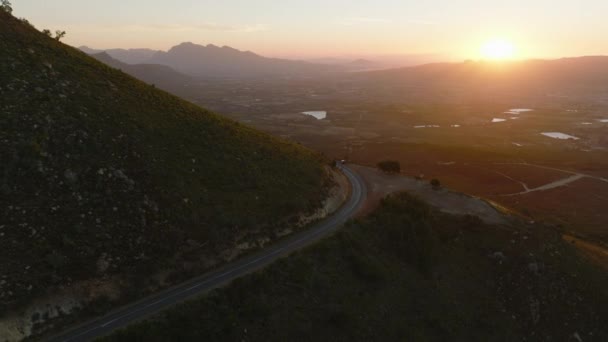 Breath Taking Shot Countryside Colourful Sunset Sky Mountains Wide Valley — Vídeos de Stock