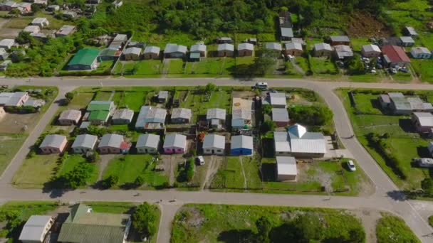 High Angle View Simple Houses Poor Village Backwards Fly Residential — Video