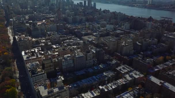 中央公园周边住宅区公寓楼的高角景观 纽约市 曼哈顿 — 图库视频影像