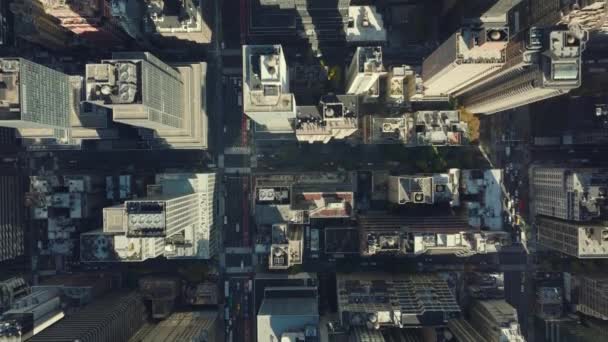 空中鸟儿俯瞰着市中心的高层公寓或办公楼 俯瞰着全景 纽约市 曼哈顿 — 图库视频影像