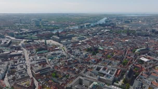 Huvudstadens Centrum Från Höjden Flygfoto Med Panoramautsikt Över Storstaden Platt — Stockvideo