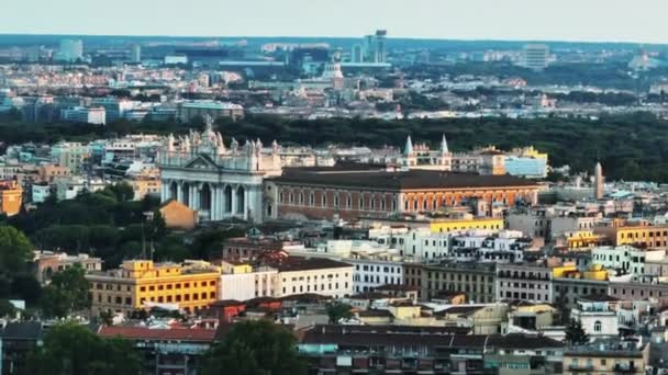 Aerial Bild Och Panorera Bilder Lateran Palace Caelian Hill Zoomad — Stockvideo