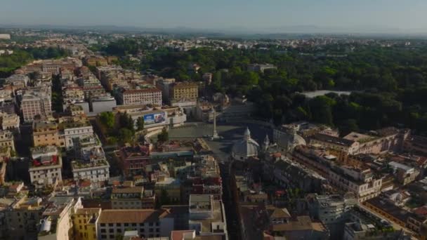 Aerial Slide Pan Footage Piazza Del Popolo Oval Square Obelisk — Stock Video
