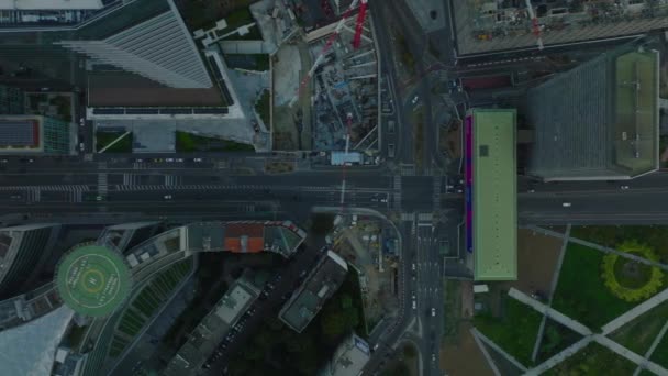 Birds Eye Shot Grattacieli Nel Moderno Quartiere Della Città Strada — Video Stock