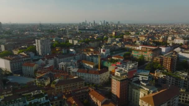 Vue Aérienne Panoramique Développement Ville Dans Métropole Bâtiments Éclairés Par — Video