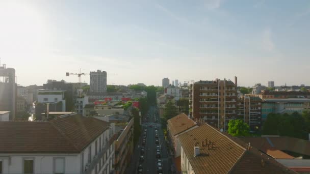 Ранкова Стрілянина Будинків Міському Містечку Пошук Виявляє Місто Верхньому Рівні — стокове відео