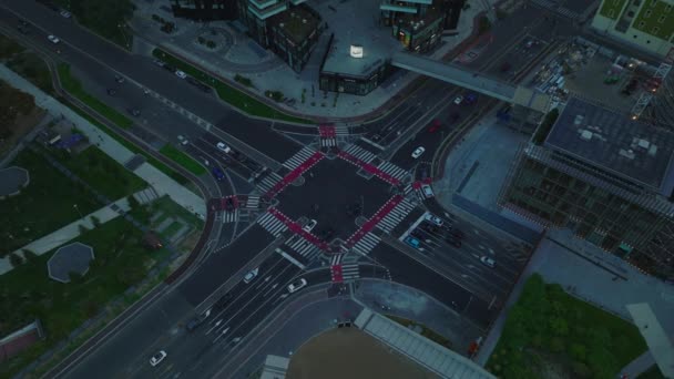 Plan Statique Véhicules Passant Par Intersection Route Vue Angle Élevé — Video