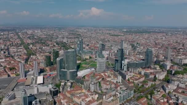 Bâtiments Commerciaux Grande Hauteur Dans Arrondissement Urbain Moderne Vue Panoramique — Video
