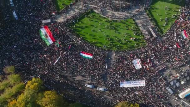 Nagranie Góry Dół Ogromnej Ilości Protestujących Ludzi Irańskimi Flagami Transparentami — Wideo stockowe