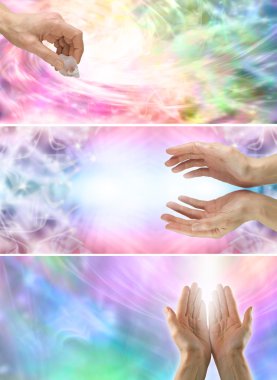 Three different healing website banners clipart