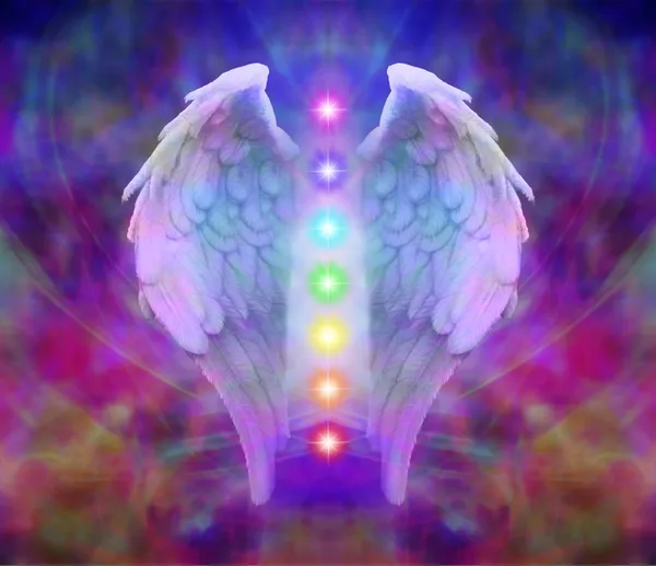 Angel Wings and Seven Chakras — Stock Photo, Image