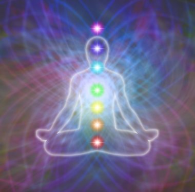 Chakra meditation on energy matrix web clipart