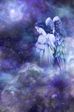 Guardian Angel on deep space blue background clipart