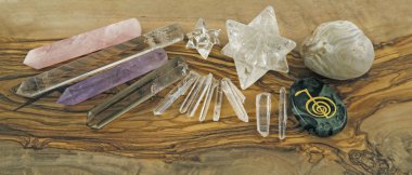Selection of Crystal healer's tools clipart