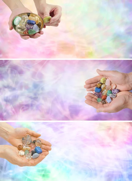 Three Crystal Healers Website Banner — Stock Photo, Image