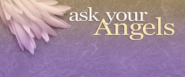Feather Theme Ask Your Angels Message Banner Background Long Thin — Stock Photo, Image