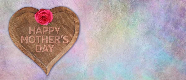 Happy Mother Day Holzherz Rustikale Botschaftstafel Herzförmiges Holzherz Mit Den — Stockfoto