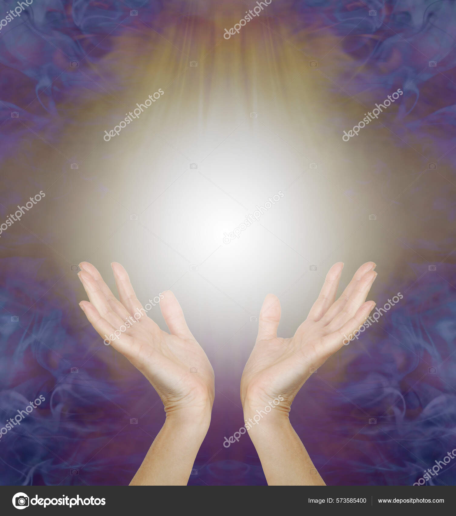Healing Touch Hands Light Message Background Female Hands Reaching