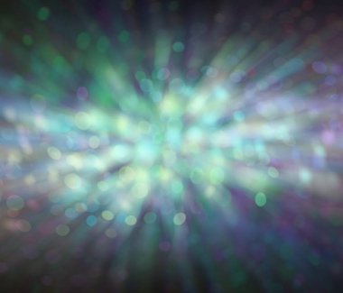 Enerji ruhsal arka planıyla patlayan - çok renkli bokeh etkisi, koyu kenarlı ve parlak yeşil, mor, limon ve mavi renklerin ortasından dışarıya doğru yayılıyor  