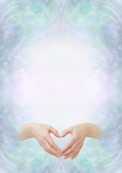 Faith Healers Blue Border Template Background Mani Femminili Che Creano — Foto Stock