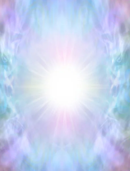 Spiritual symmetrical white light ethereal energy background - pink blue lilac illustration with a cross effect and central explosion of light ideal for holistic healing reiki themes or diploma award certificate template