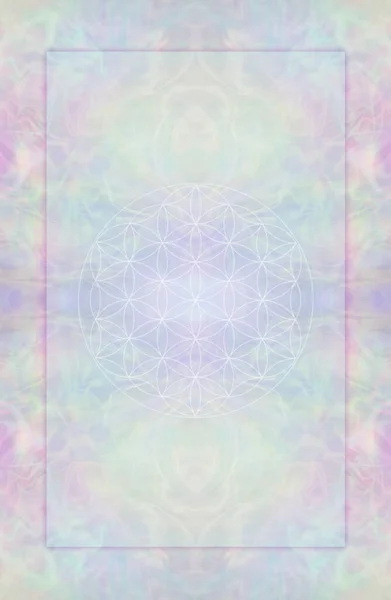Flower of life Kundalini Healing Certificate Diploma Award Template  - complex intricate multicoloured flower of life border frame ideal  for an advert, gift voucher, invitation or message background
