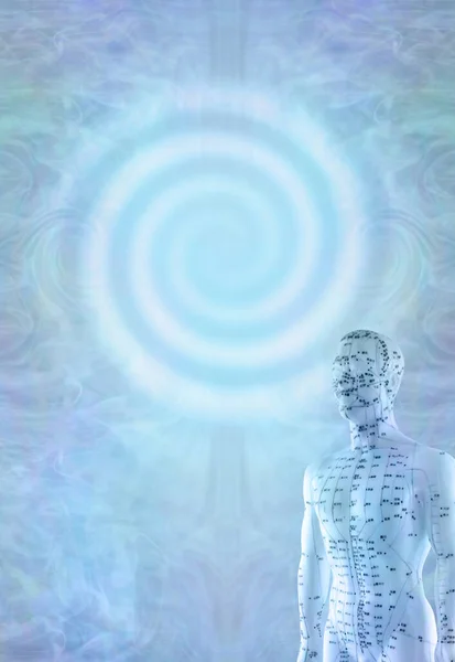 Acupuncture Model Energy Meridians Spiral Template Flowing Blue Vortex Energy — Foto de Stock