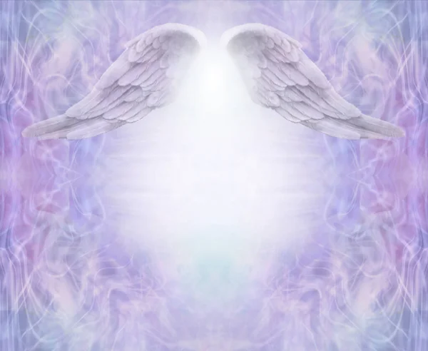 Sweet Angel Wings Message Background Template Beautiful Angelic Wings Bright — Stock Photo, Image