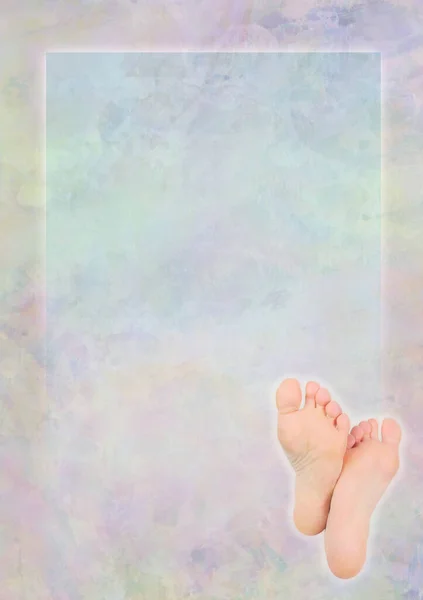 Reflexology Foot Massage Chiropody Memo Frame Template Pair Feet Bottom — Zdjęcie stockowe