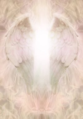 Angel Blessing Golden Memo Template - pale gold Angel wings  against an ethereal wispy background ideal for an annoucement, advert, certificate, award, diploma, invitation, Angel  course content