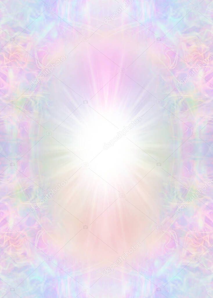 Ethereal fantasy spiritual light burst border frame - multicoloured  ethereal background ideal for spiritual religious holistic themes including award diploma certificate invitation and vouchers