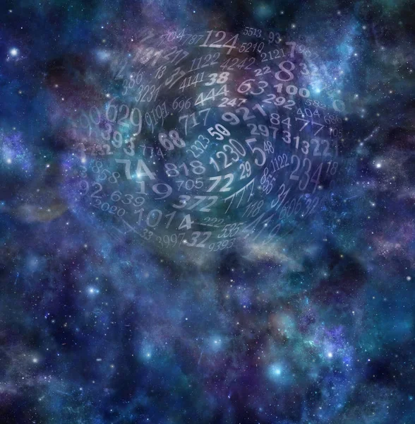 Cosmic Night Sky Números Giratorios Concepto Numerología Del Fondo Oscuro —  Fotos de Stock