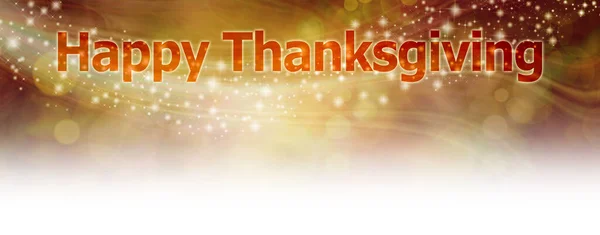 Autumnal Happy Thanksgiving Sparkle Banner Warm Brown Gold Bokeh Flowing — Stock Photo, Image