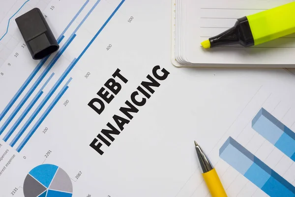 Debt Financiering Teken Het Stuk Papier — Stockfoto