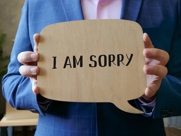 Sou Sorry Inscrição Folha — Fotografia de Stock