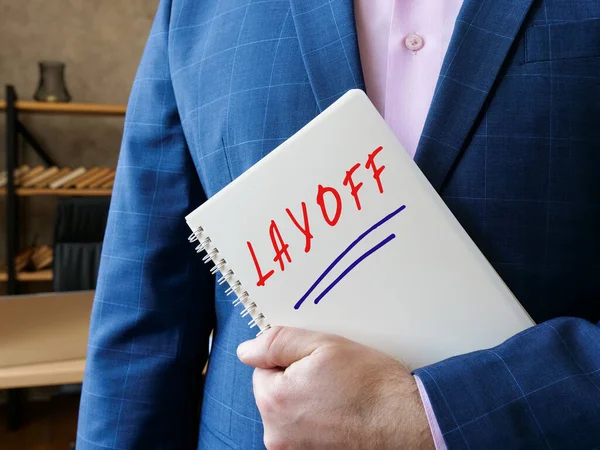 Conceito Financeiro Que Significa Layoff Com Frase Folha — Fotografia de Stock