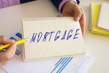 Finansal konsept, yazma defterindeki ifadeyle MortGage anlamına gelir..