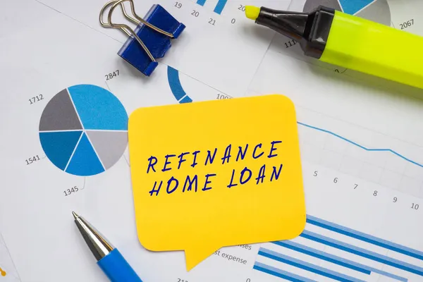 Conceito Financeiro Significado Refinance Home Loan Com Inscrição Página — Fotografia de Stock