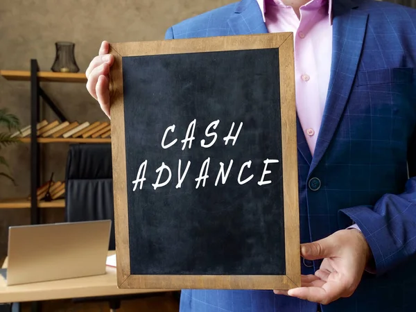 Bedrijfsconcept Betekent Cash Advance Met Bordje Het Schoolbord — Stockfoto